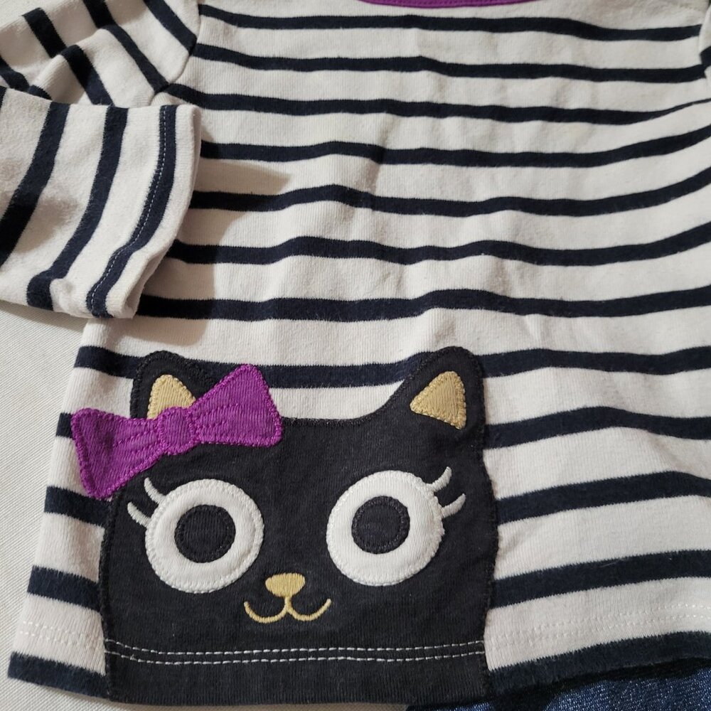 Gymboree Purrfectly Fabulous 18-24 month Jeans & striped Cat shirt VGUC - Picture 4 of 5